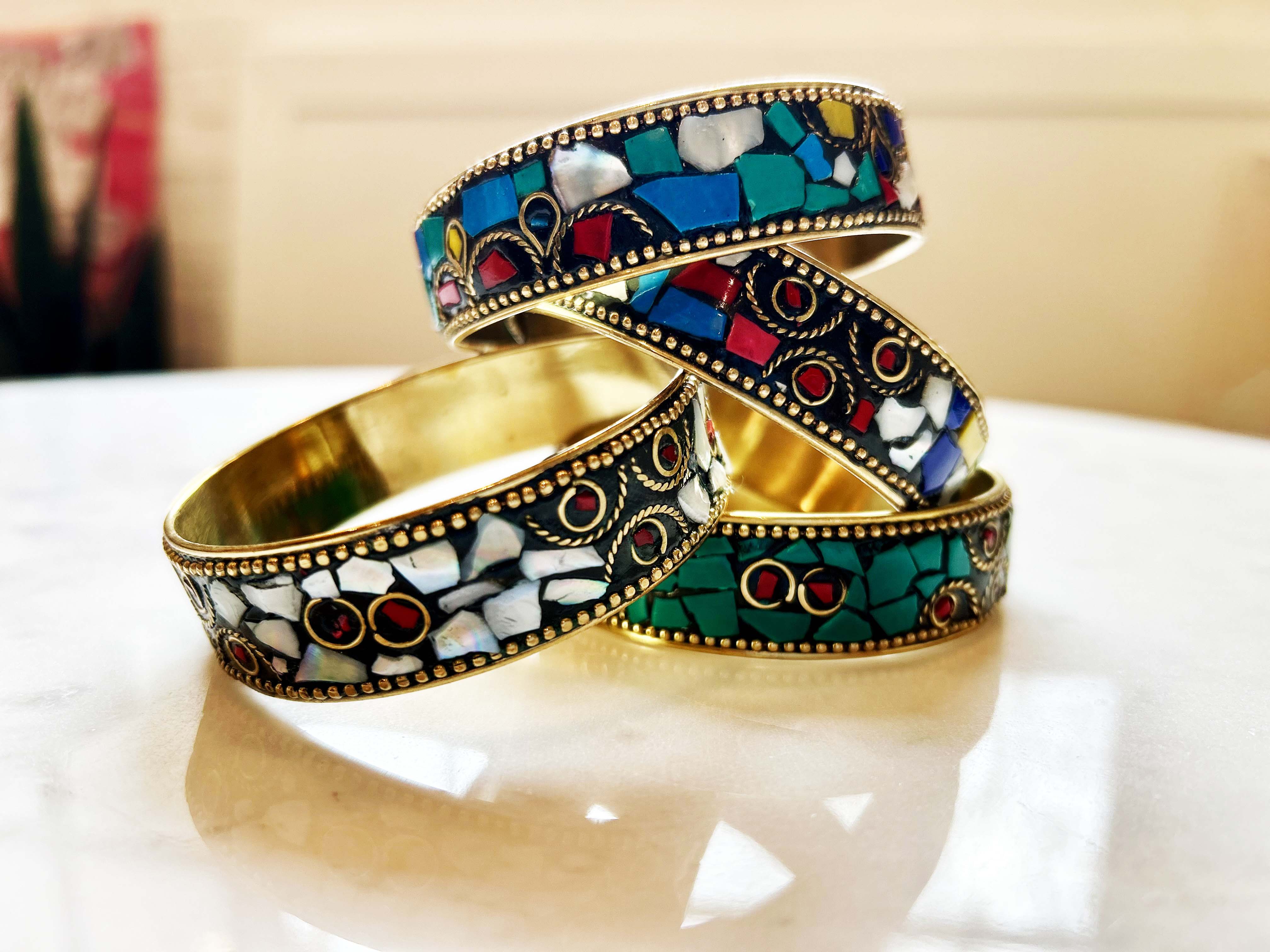 White Hologram Mosaic Bangle - Inkkas
