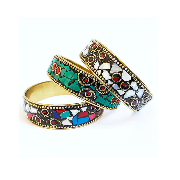 White Hologram Mosaic Bangle - Inkkas