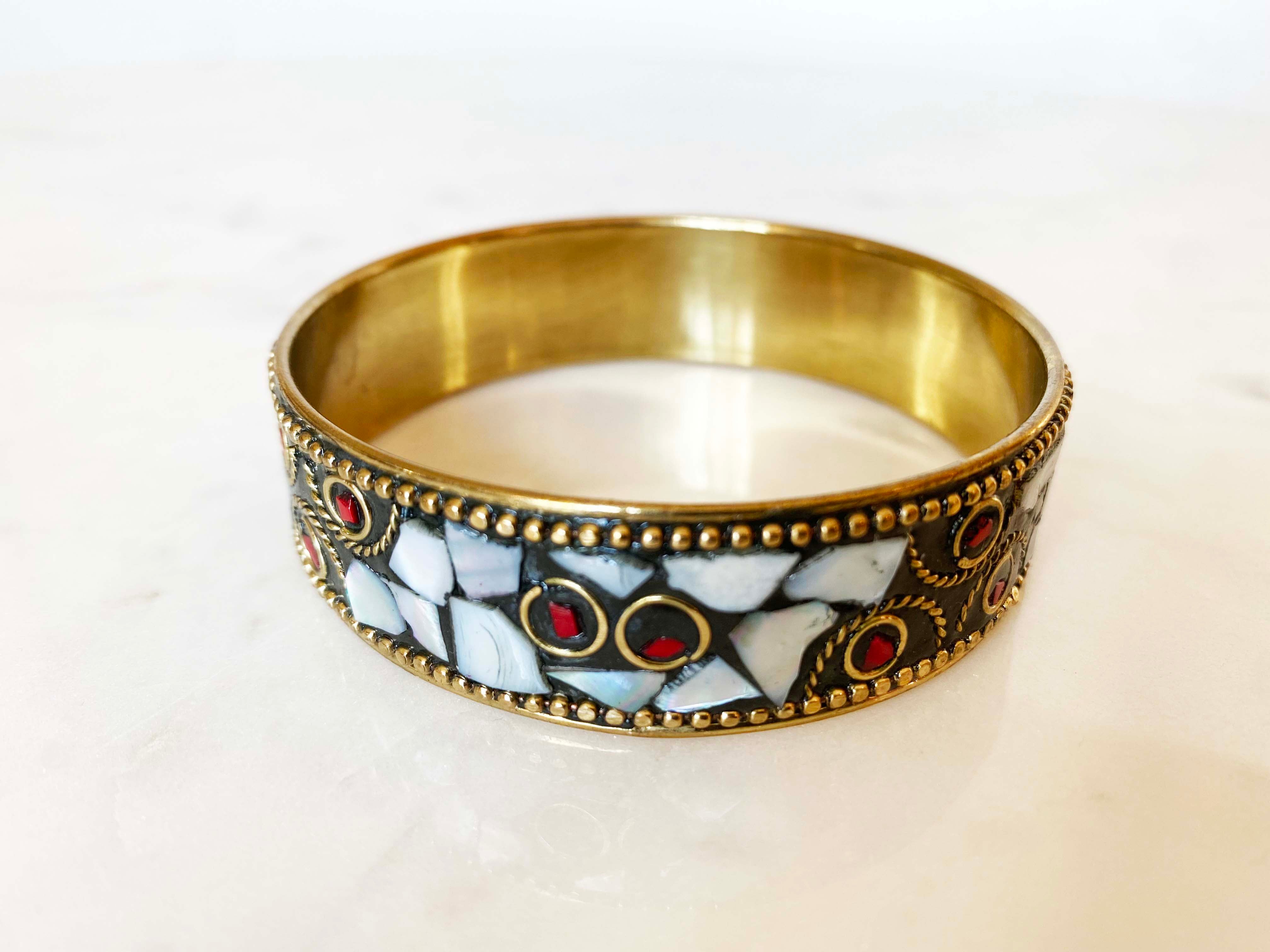 White Hologram Mosaic Bangle - Inkkas