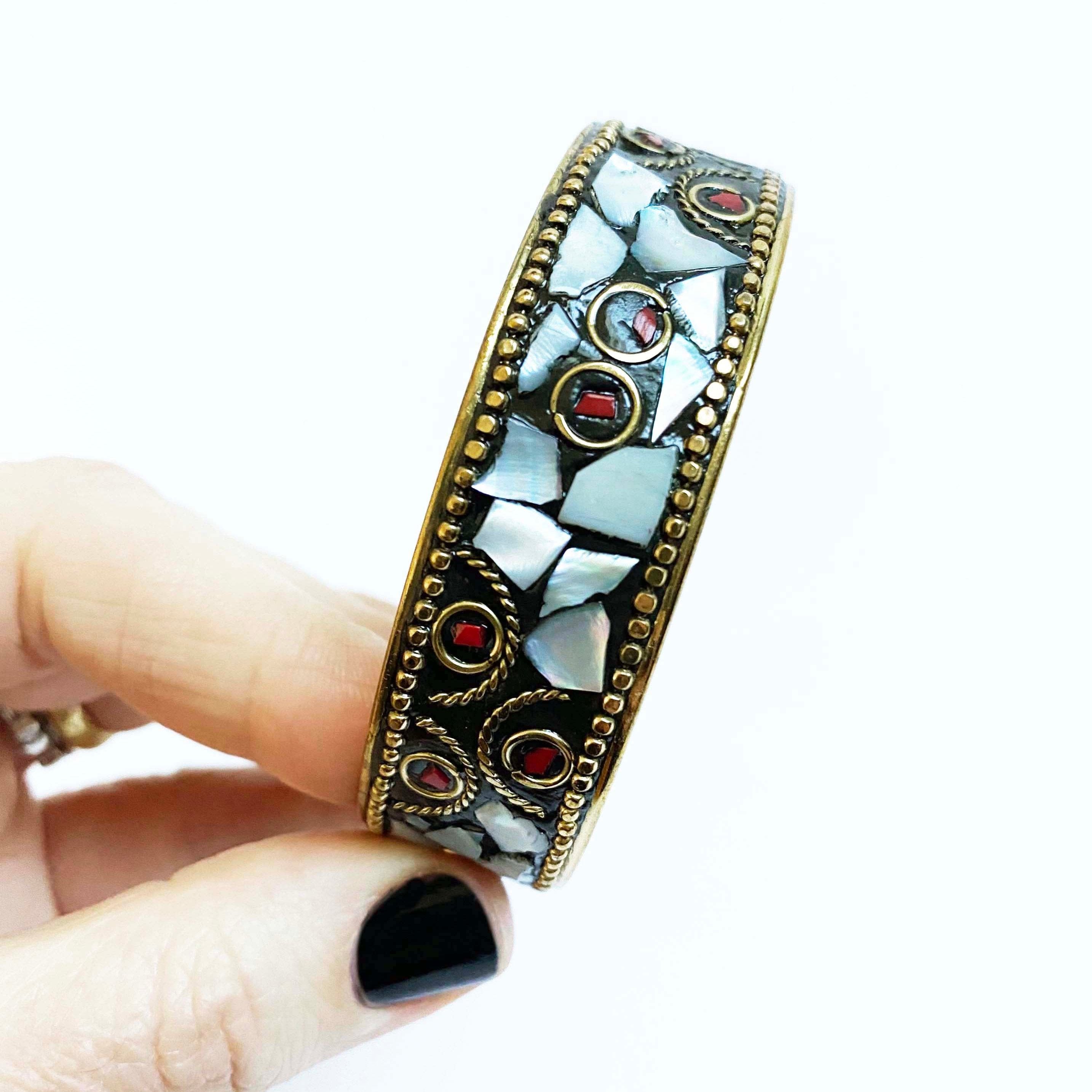 White Hologram Mosaic Bangle - Inkkas
