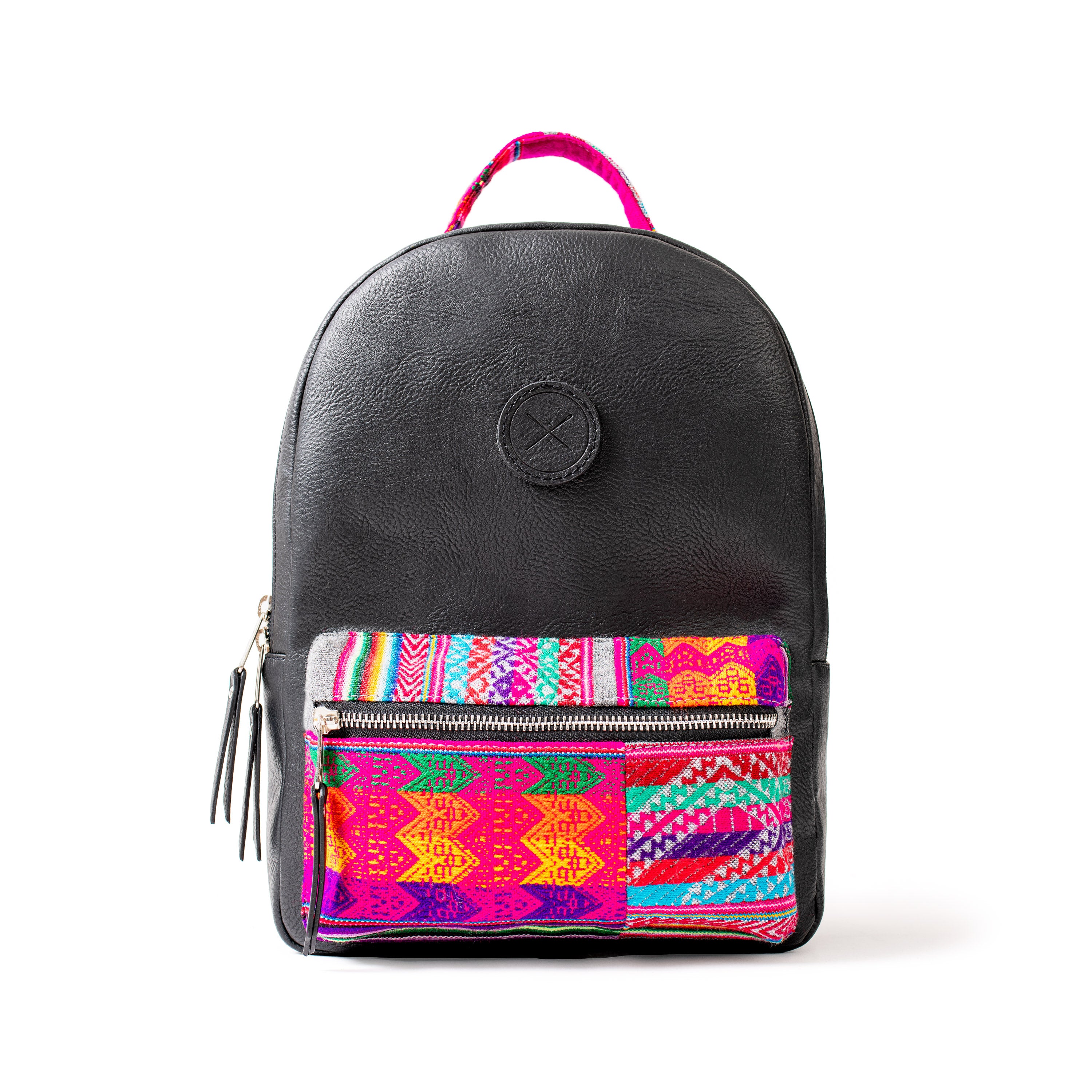 black leather patchwork backpack Slate Patchwork Backpack