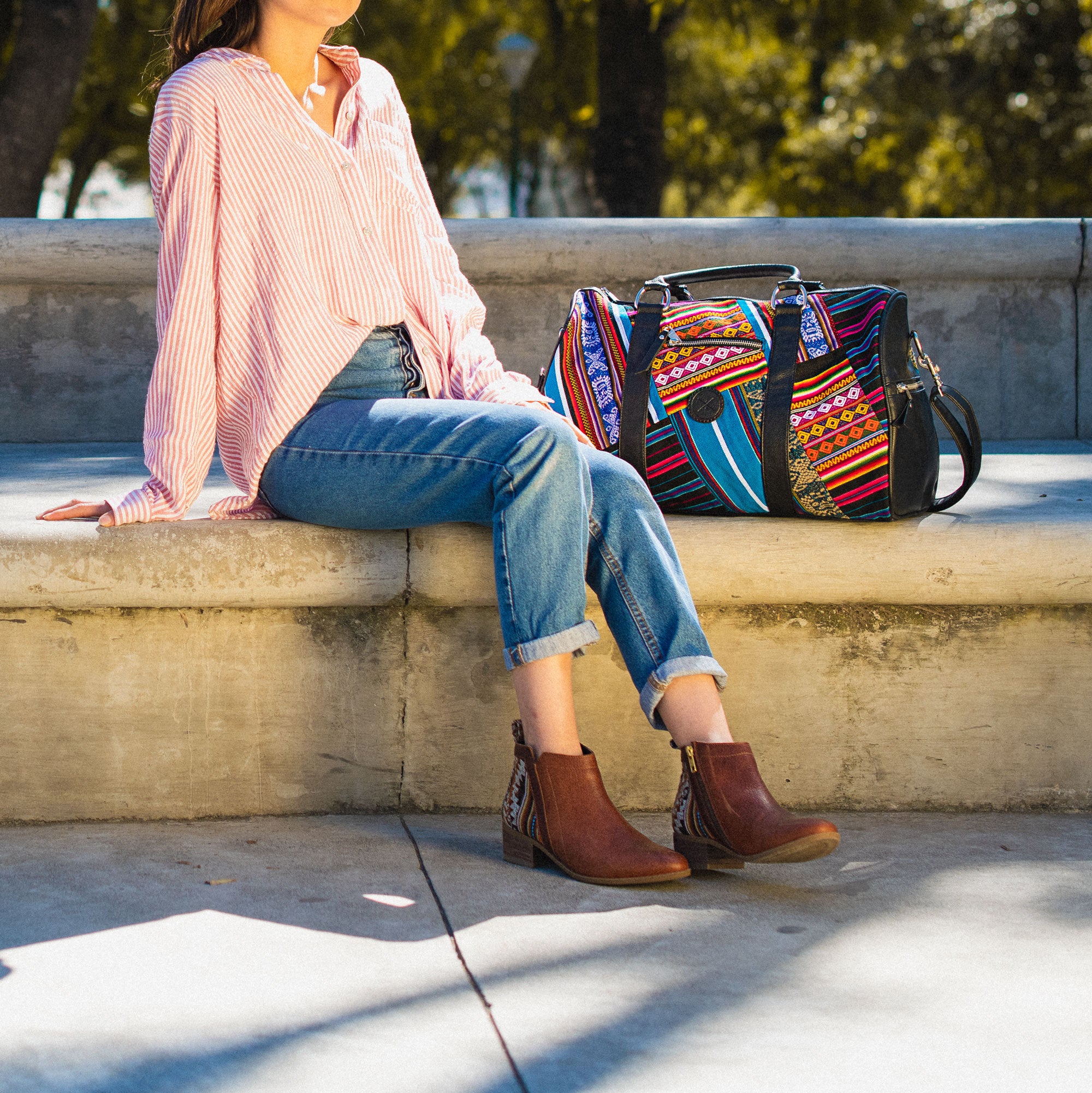 Bluebird Patchwork Weekender Duffle Bag - Inkkas
