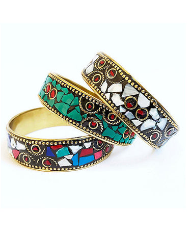White Hologram Mosaic Bangle - Inkkas