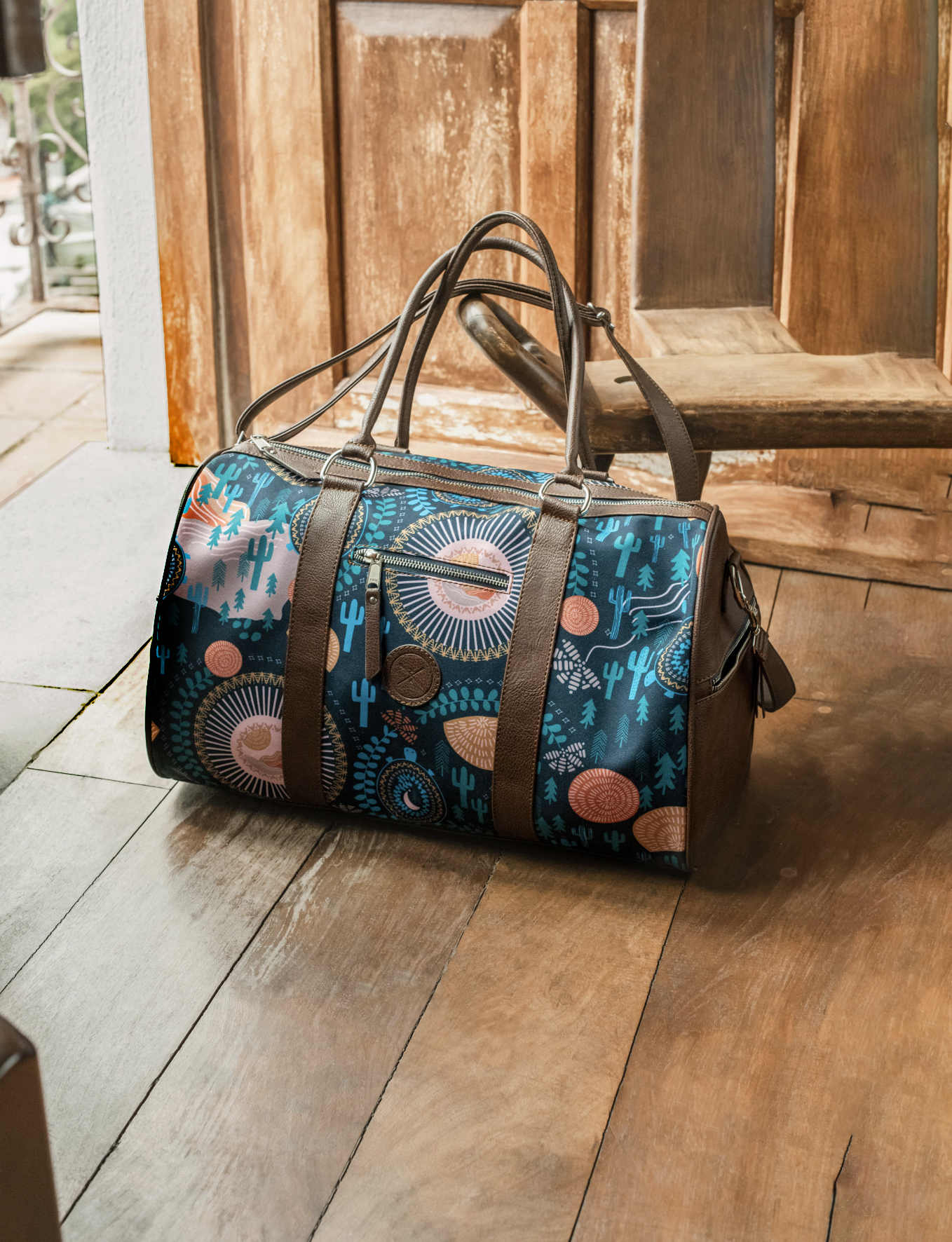 Brooklyn Bear Weekender Bag In Lilac Multi