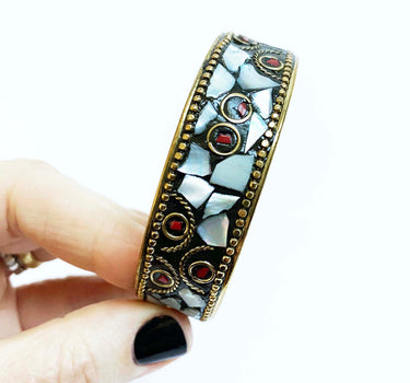 White Hologram Mosaic Bangle - Inkkas