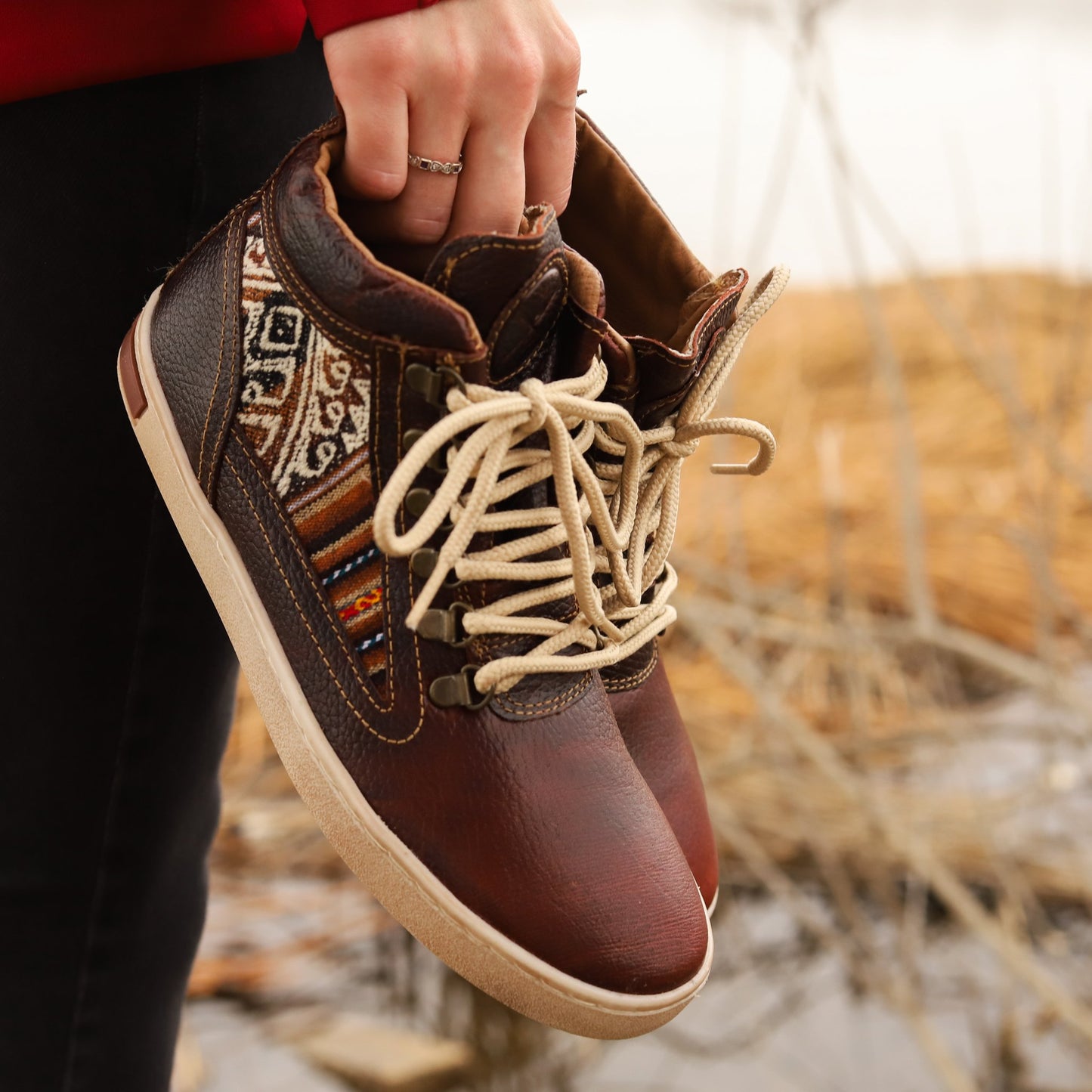 Brown Leather Camping Boot